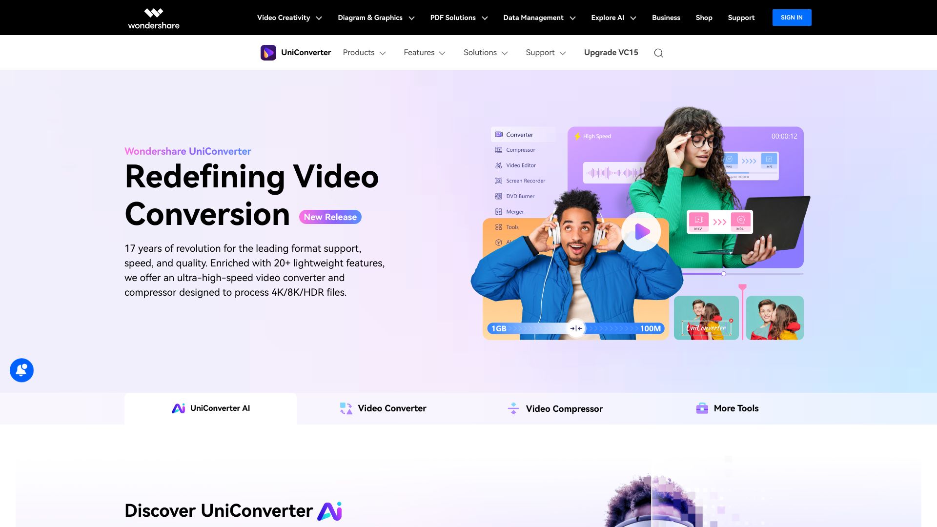 UniConverter AI网页截图,UniConverter AI网页快照