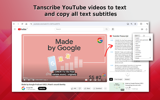 YouTube Transcription网页截图,YouTube Transcription网页快照