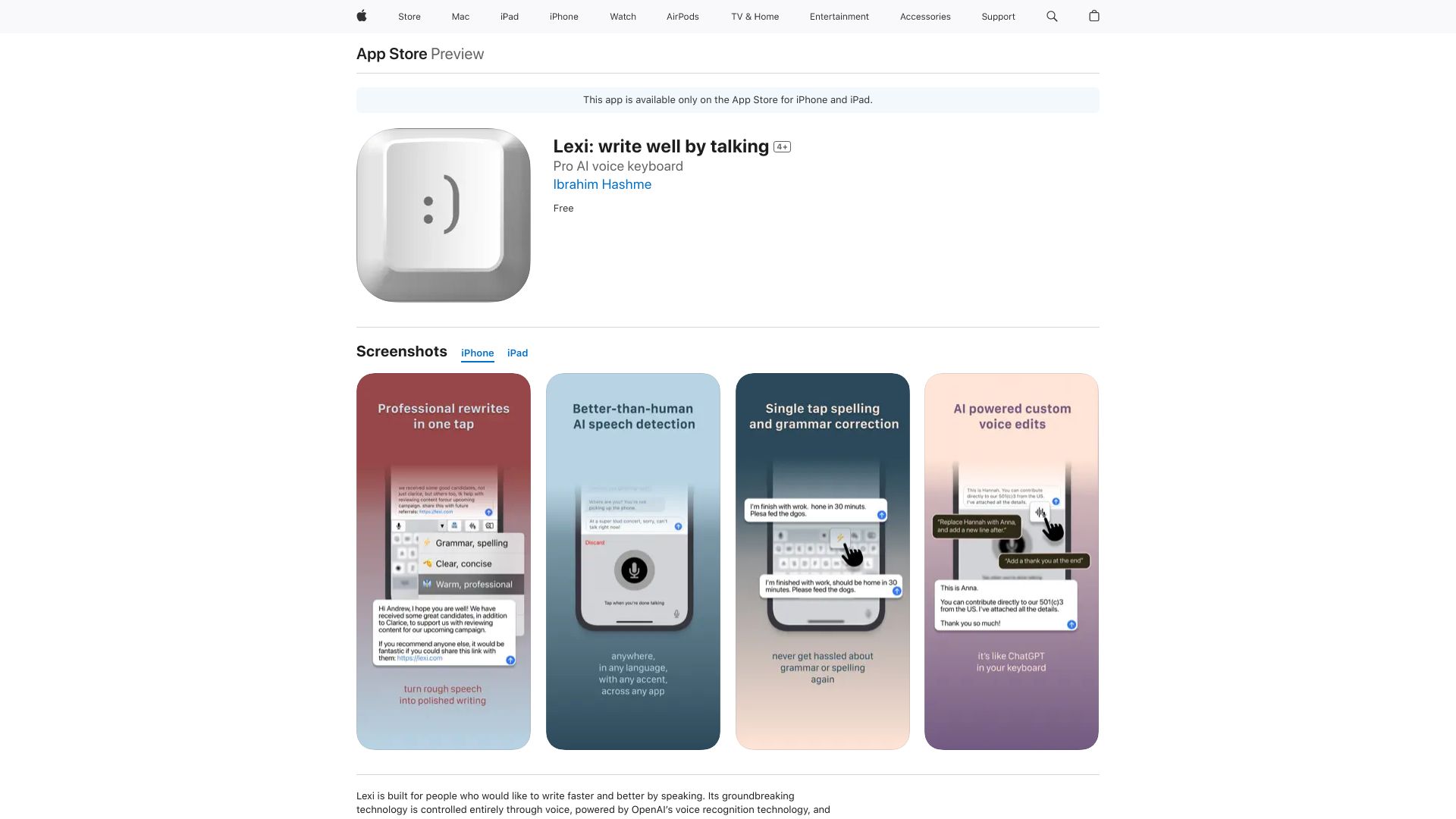 Lexi: write well by talking网页截图,Lexi: write well by talking网页快照