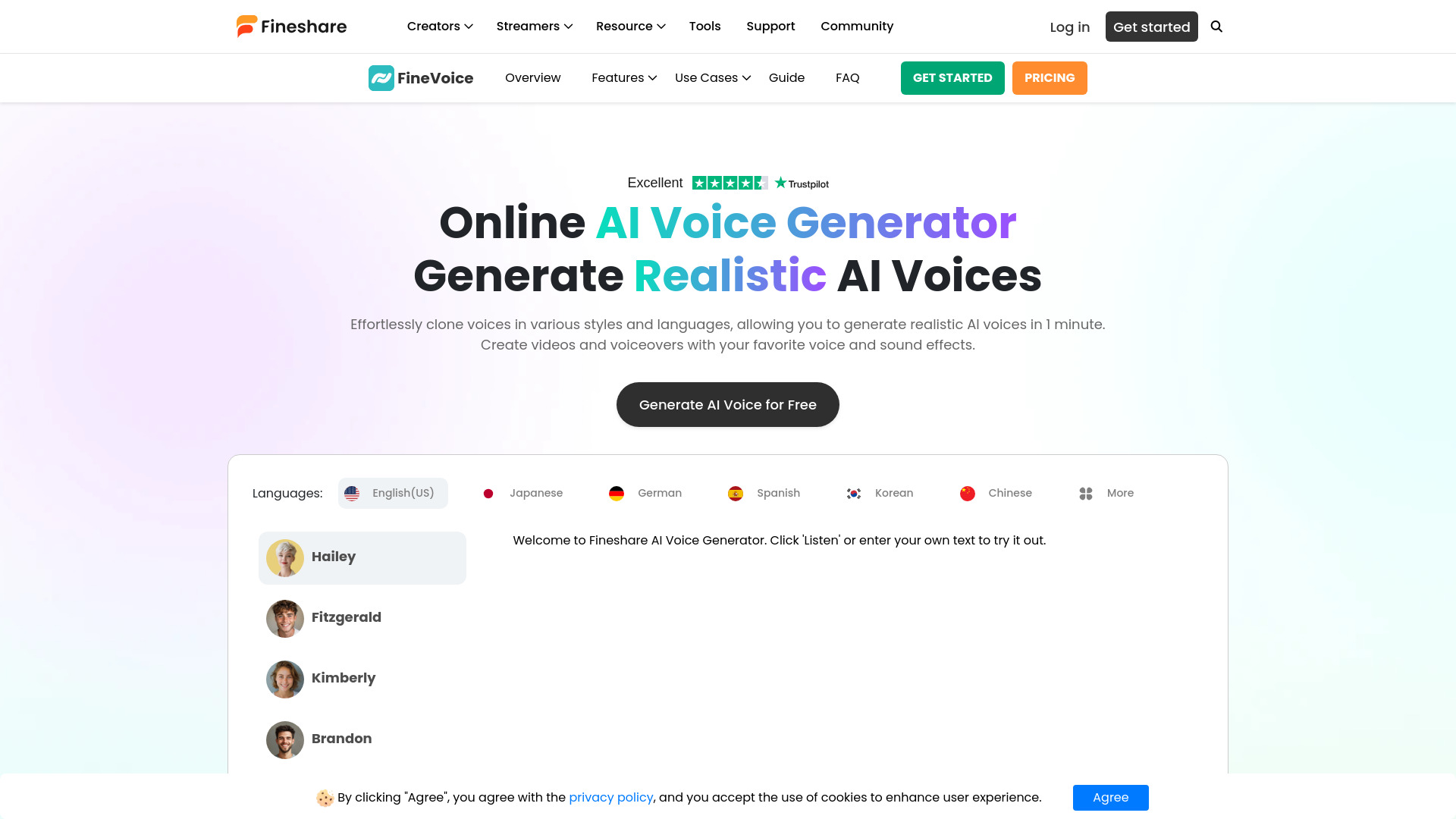 FineVoice网页截图,FineVoice网页快照