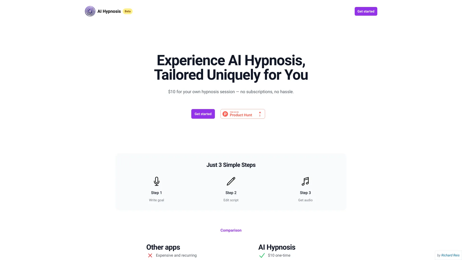 AI Hypnosis App网页截图,AI Hypnosis App网页快照