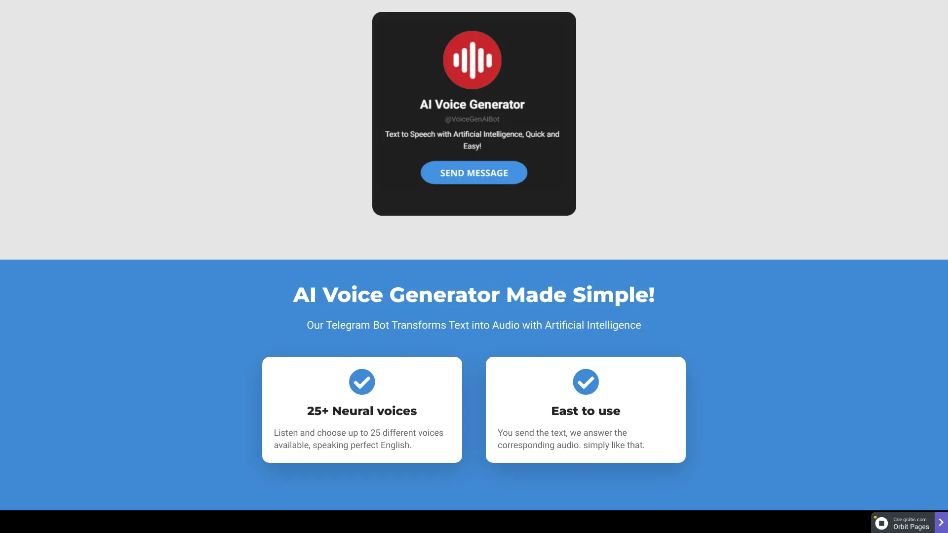 AI Voice Generator Bot网页截图,AI Voice Generator Bot网页快照