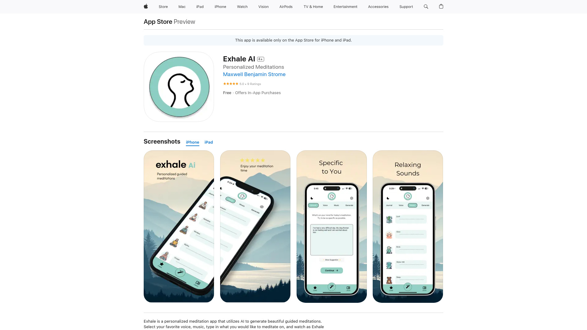Exhale AI网页截图,Exhale AI网页快照