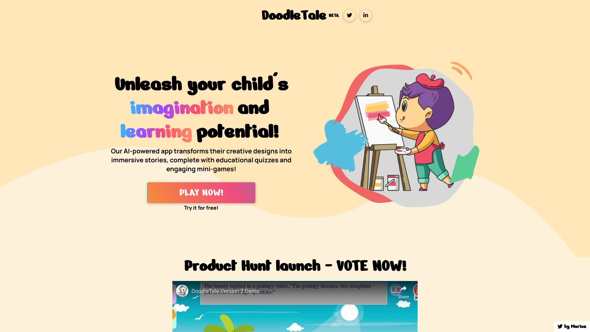 DoodleTale – AI Children Creativity App网页截图,DoodleTale – AI Children Creativity App网页快照
