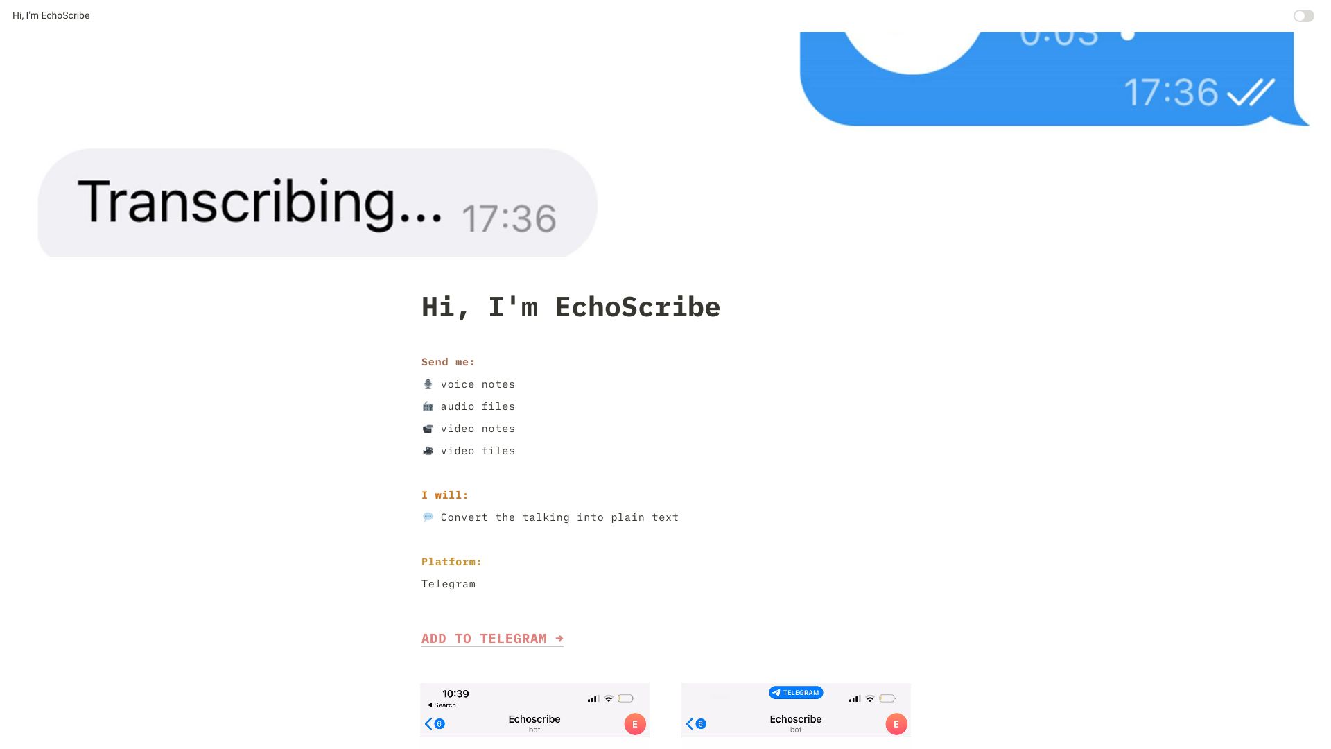 EchoScribe网页截图,EchoScribe网页快照