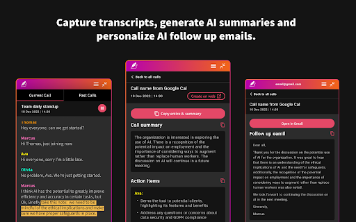 Briefly: AI meeting summary & email follow up网页截图,Briefly: AI meeting summary & email follow up网页快照