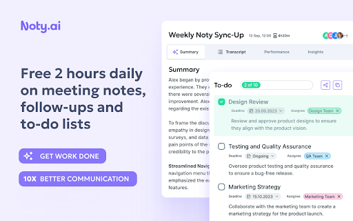 Noty: Summaries, To-Dos, & Transcriptions网页截图,Noty: Summaries, To-Dos, & Transcriptions网页快照