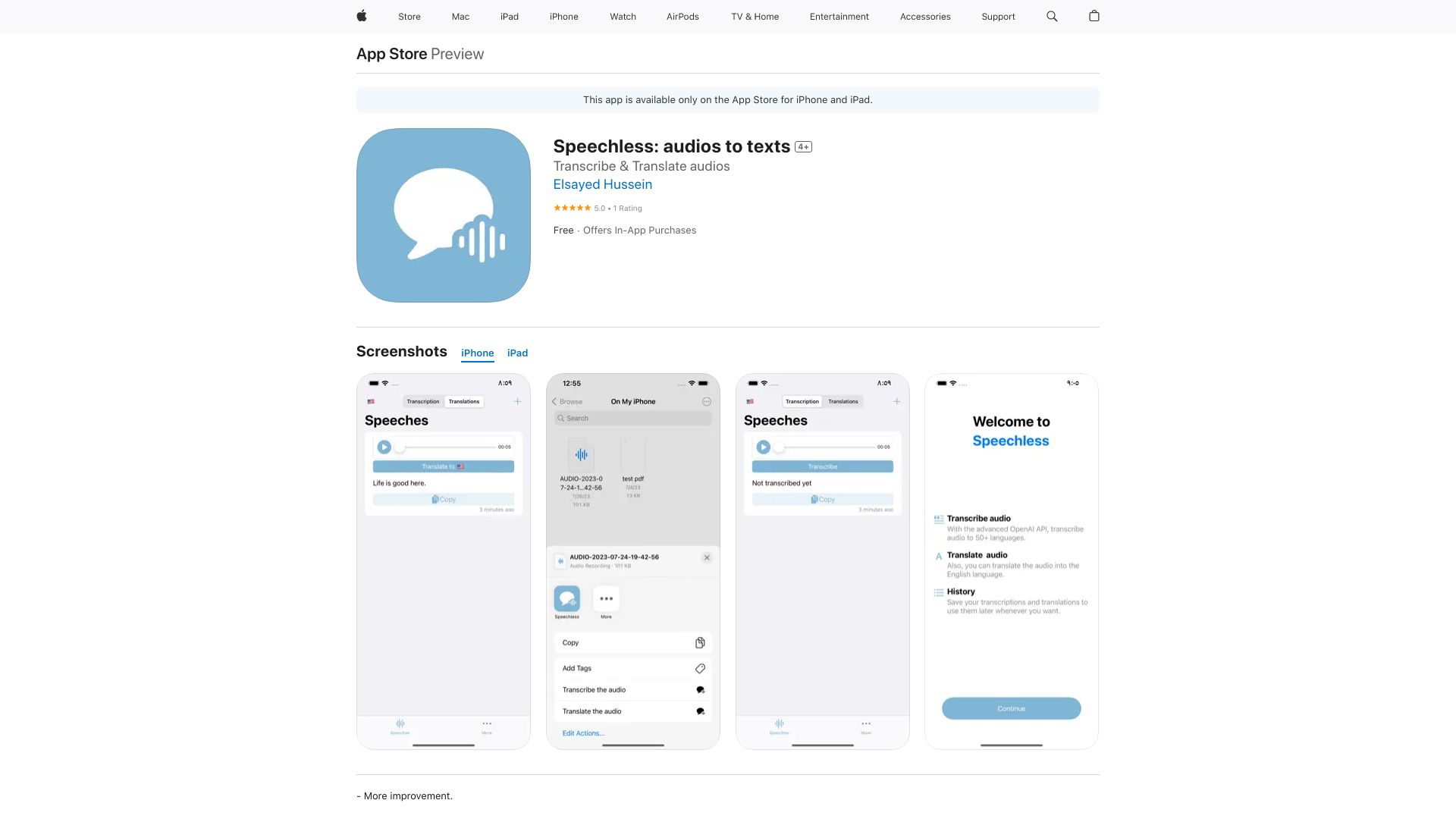 Speechless: audios to texts网页截图,Speechless: audios to texts网页快照