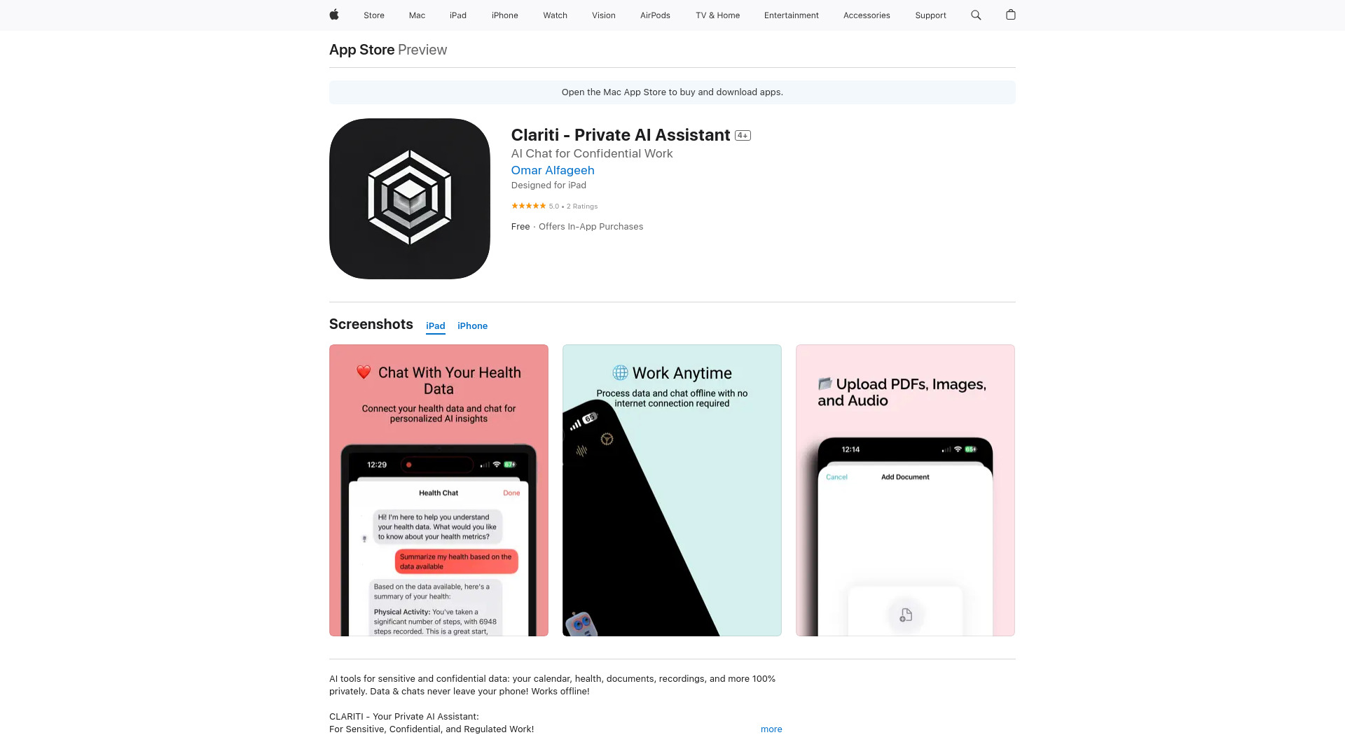 Clariti: AI Privately网页截图,Clariti: AI Privately网页快照