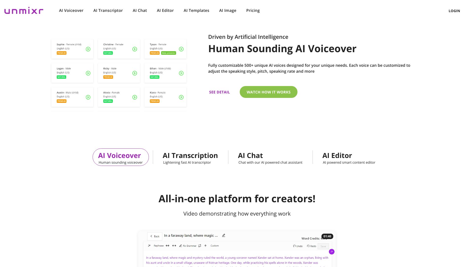 Unmixr AI网页截图,Unmixr AI网页快照