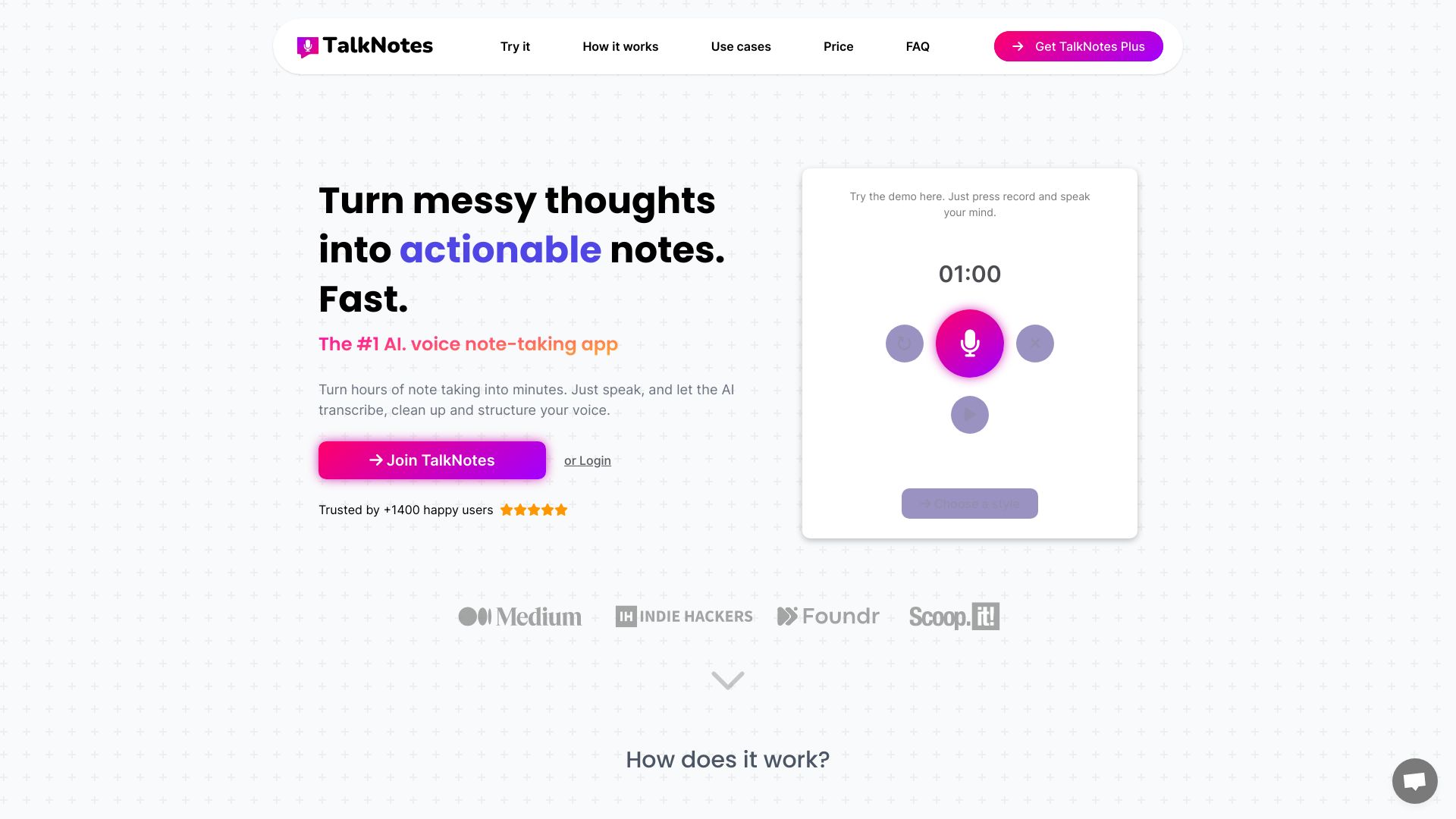 TalkNotes网页截图,TalkNotes网页快照