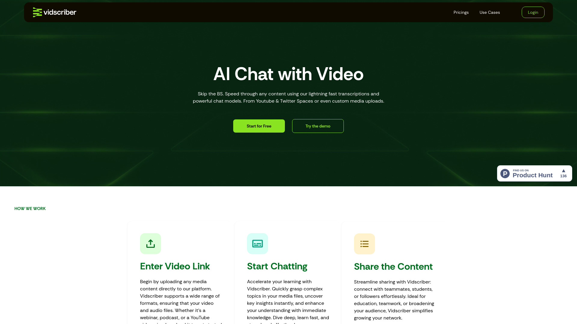 Vidscriber.ai网页截图,Vidscriber.ai网页快照