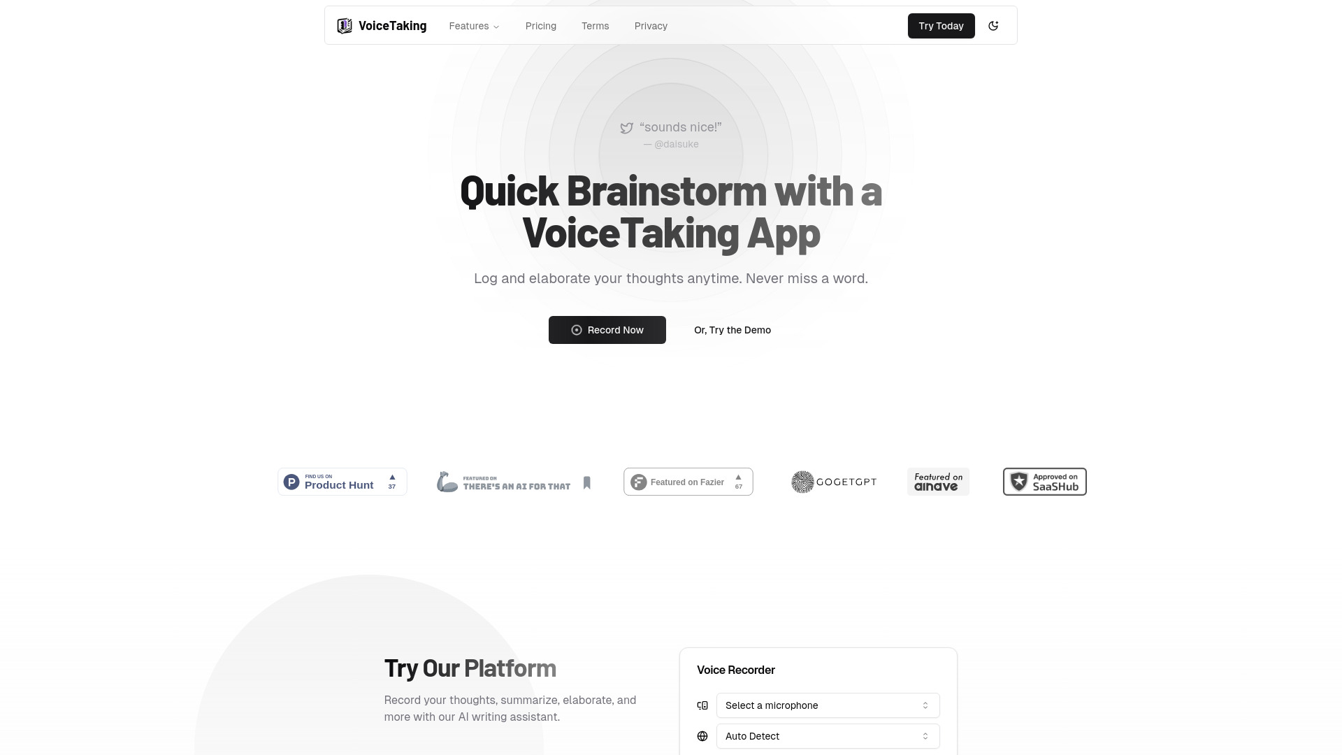 VoiceTaking网页截图,VoiceTaking网页快照