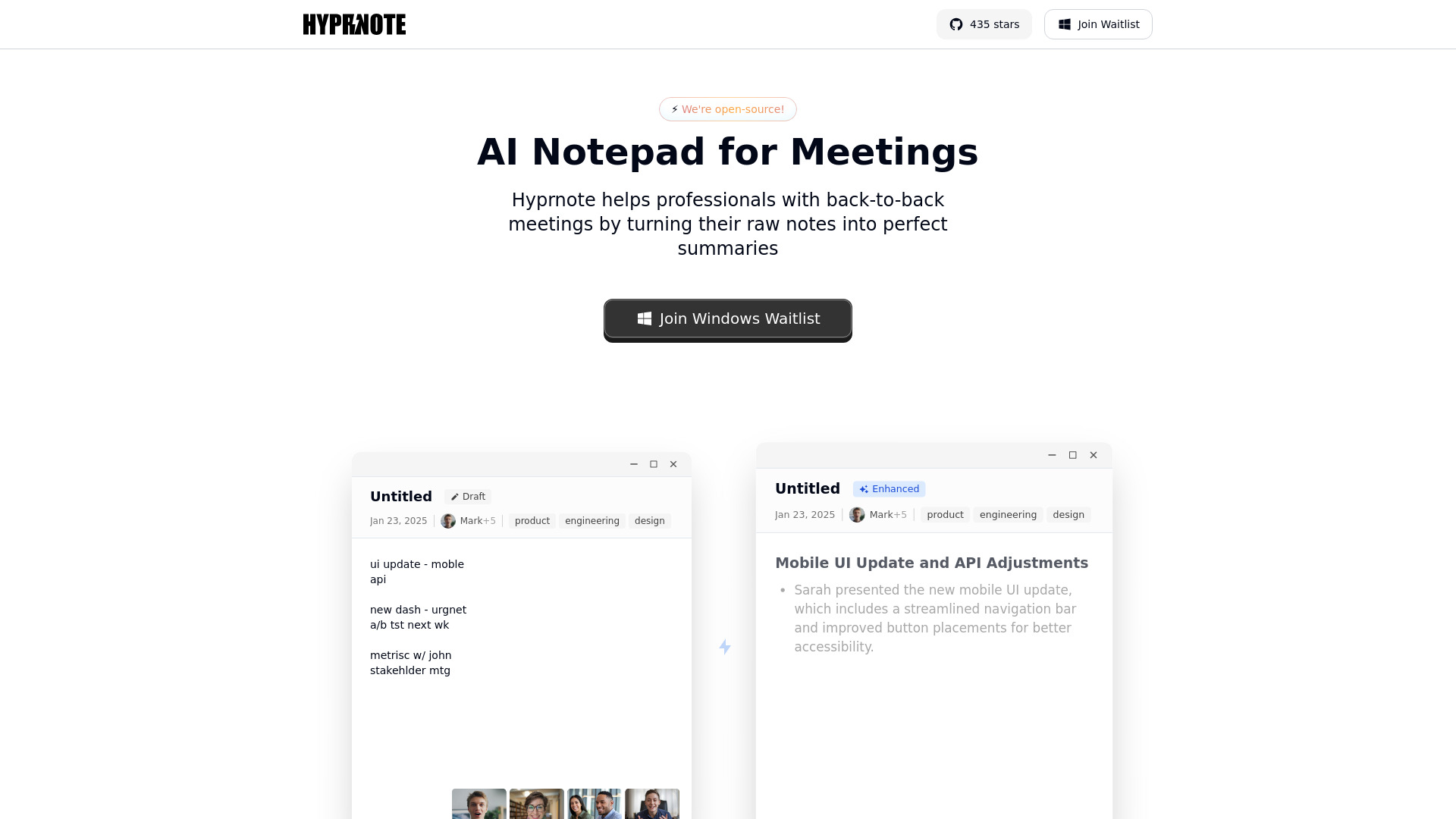 Hyprnote网页截图,Hyprnote网页快照