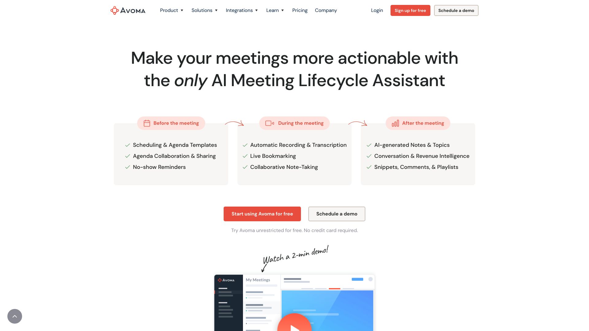 Avoma – AI Meeting Assistant网页截图,Avoma – AI Meeting Assistant网页快照