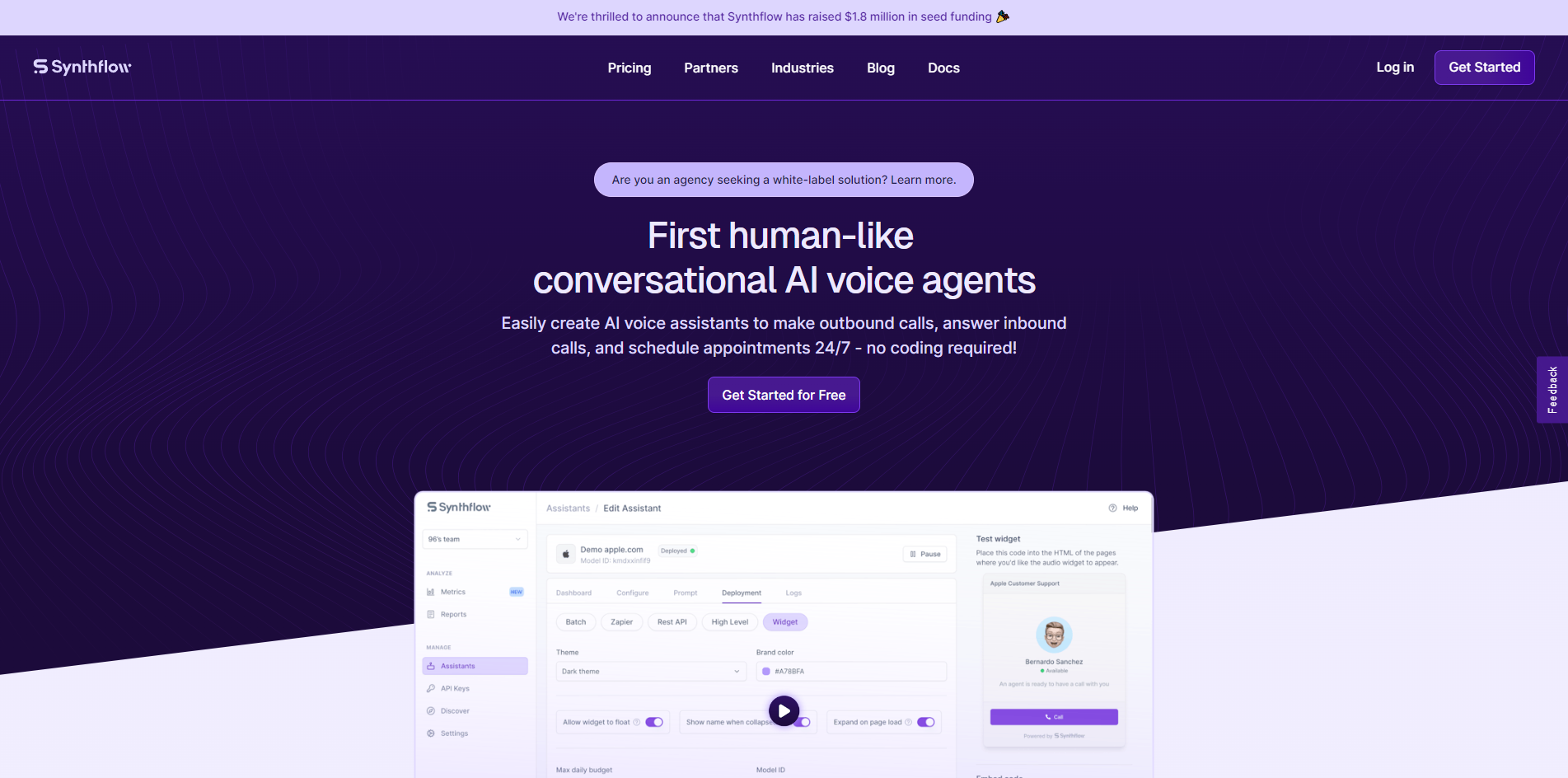 Synthflow.ai网页截图,Synthflow.ai网页快照