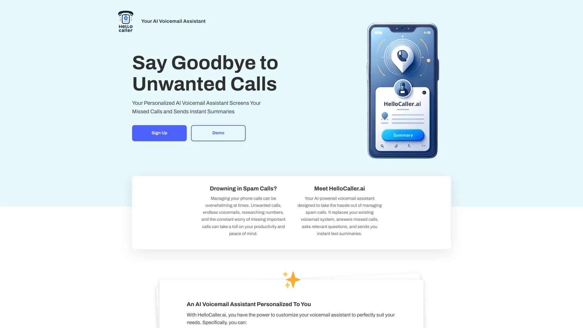 HelloCaller.ai网页截图,HelloCaller.ai网页快照