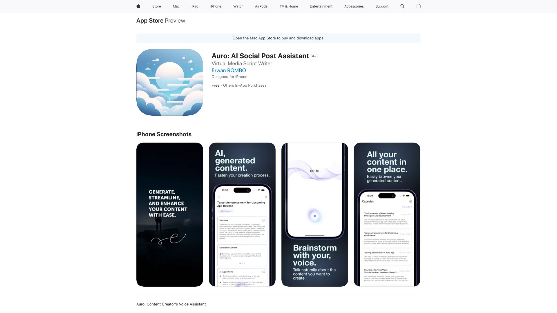 Auro: AI Social Post Assistant网页截图,Auro: AI Social Post Assistant网页快照