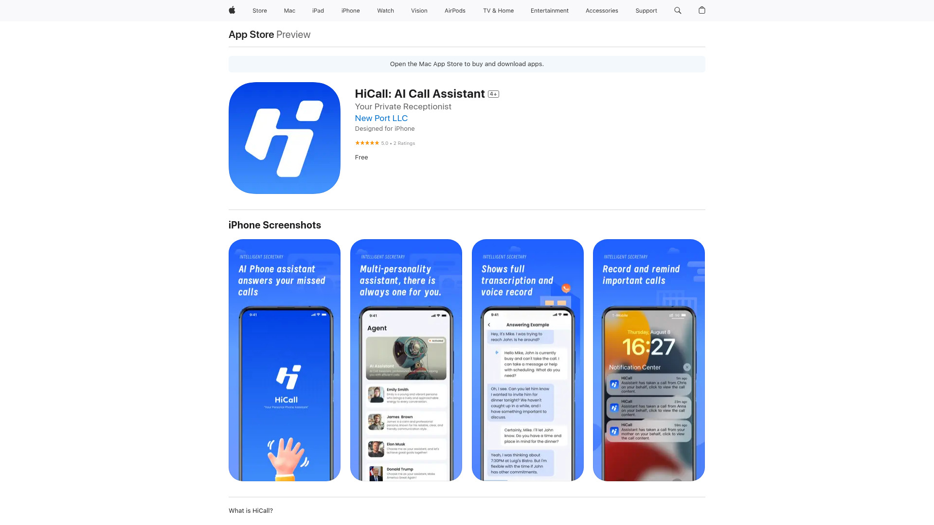 HiCall: AI Call Assistant网页截图,HiCall: AI Call Assistant网页快照