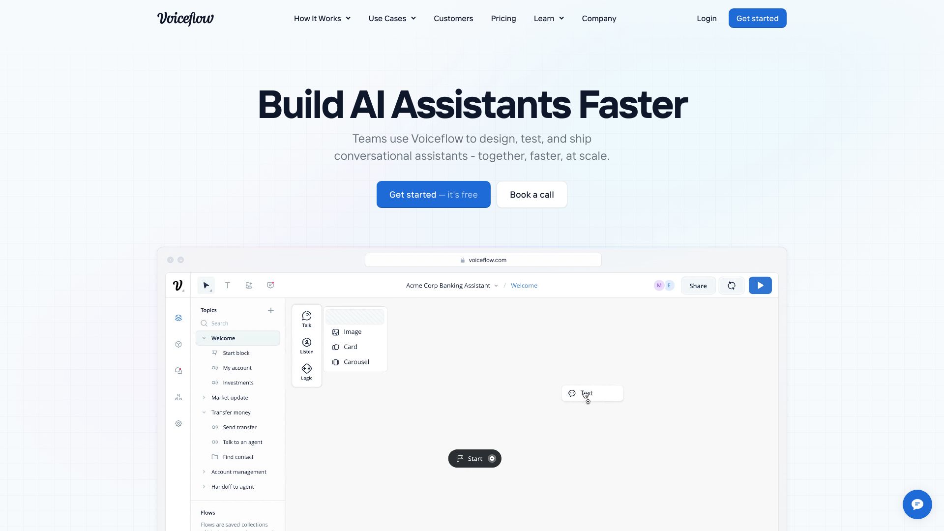 Voiceflow ai网页截图,Voiceflow ai网页快照
