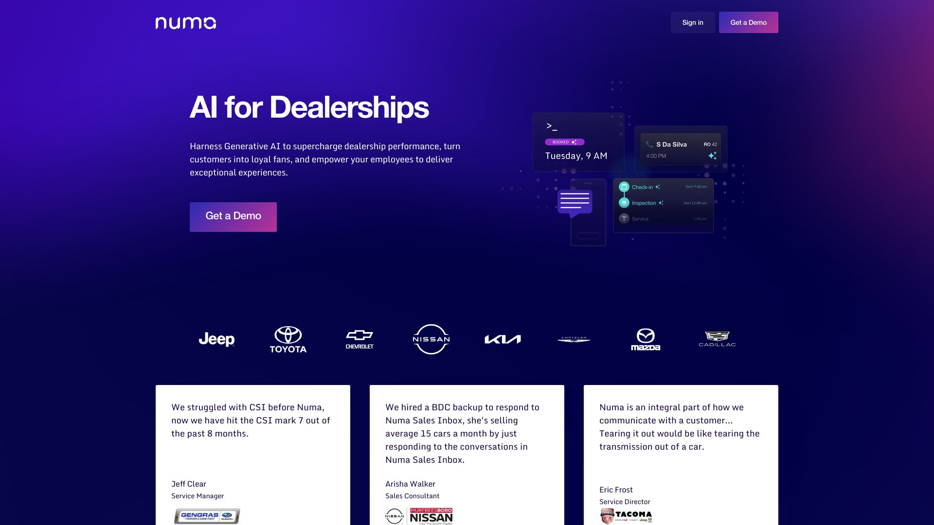 Numa | AI for Dealerships网页截图,Numa | AI for Dealerships网页快照