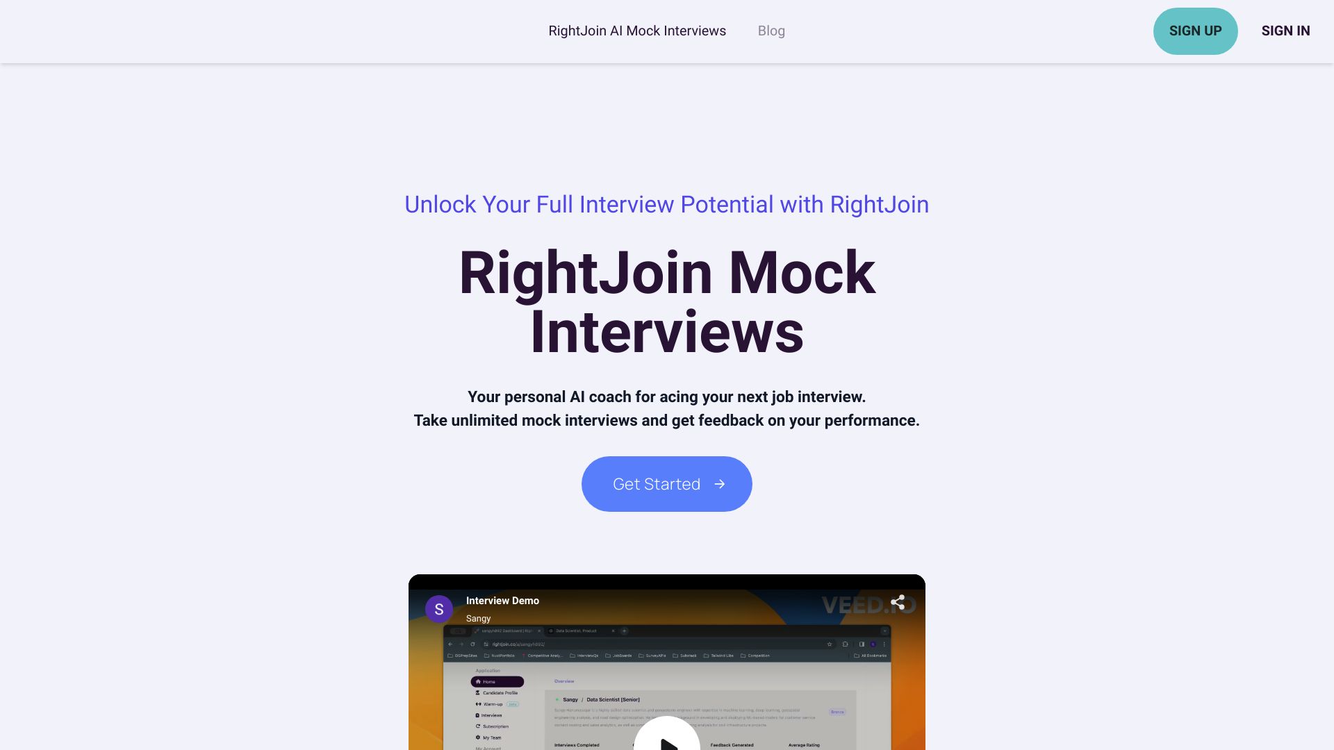 RightJoin AI Mock Interviews网页截图,RightJoin AI Mock Interviews网页快照