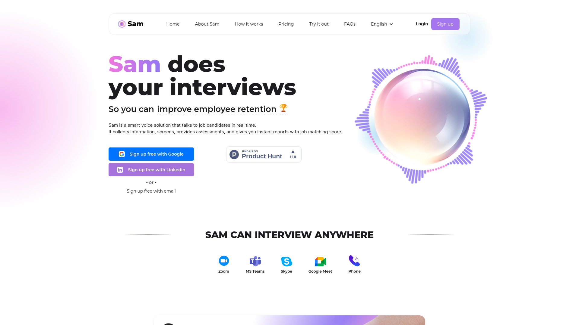 Sam, the AI Recruiter网页截图,Sam, the AI Recruiter网页快照