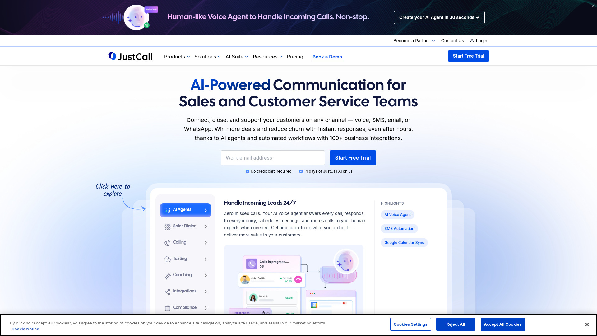 JustCall网页截图,JustCall网页快照