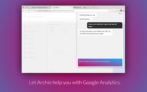 Archie.AI: Google Analytics Chatbot网页截图,Archie.AI: Google Analytics Chatbot网页快照