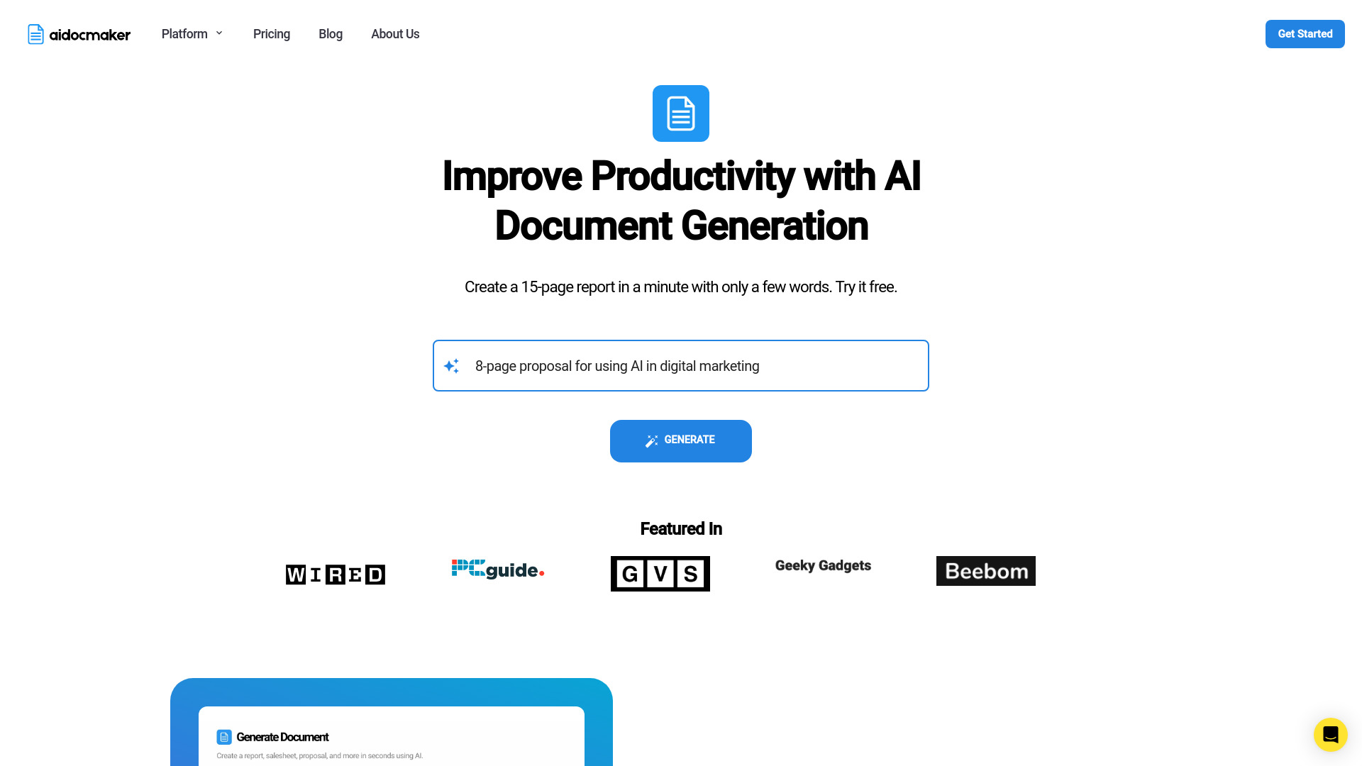 aidocmaker.com网页截图,aidocmaker.com网页快照