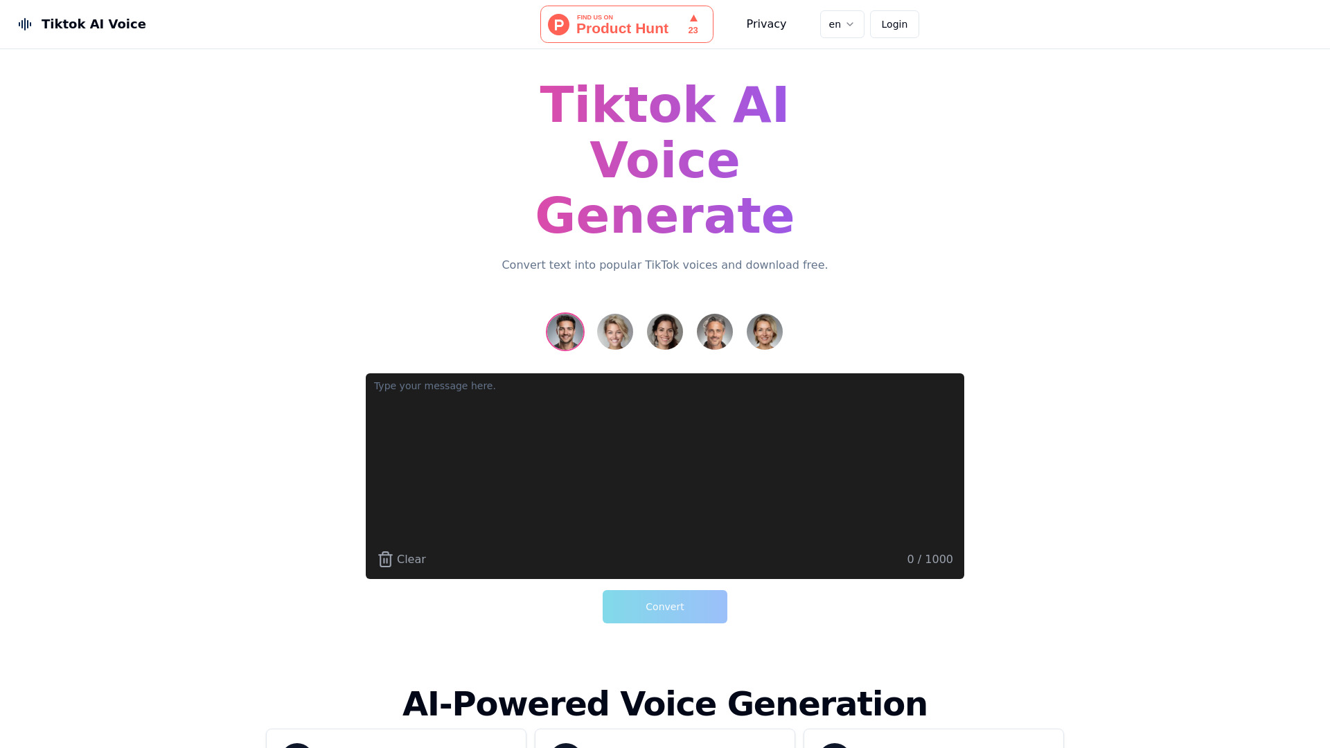Tiktok AI Voice网页截图,Tiktok AI Voice网页快照