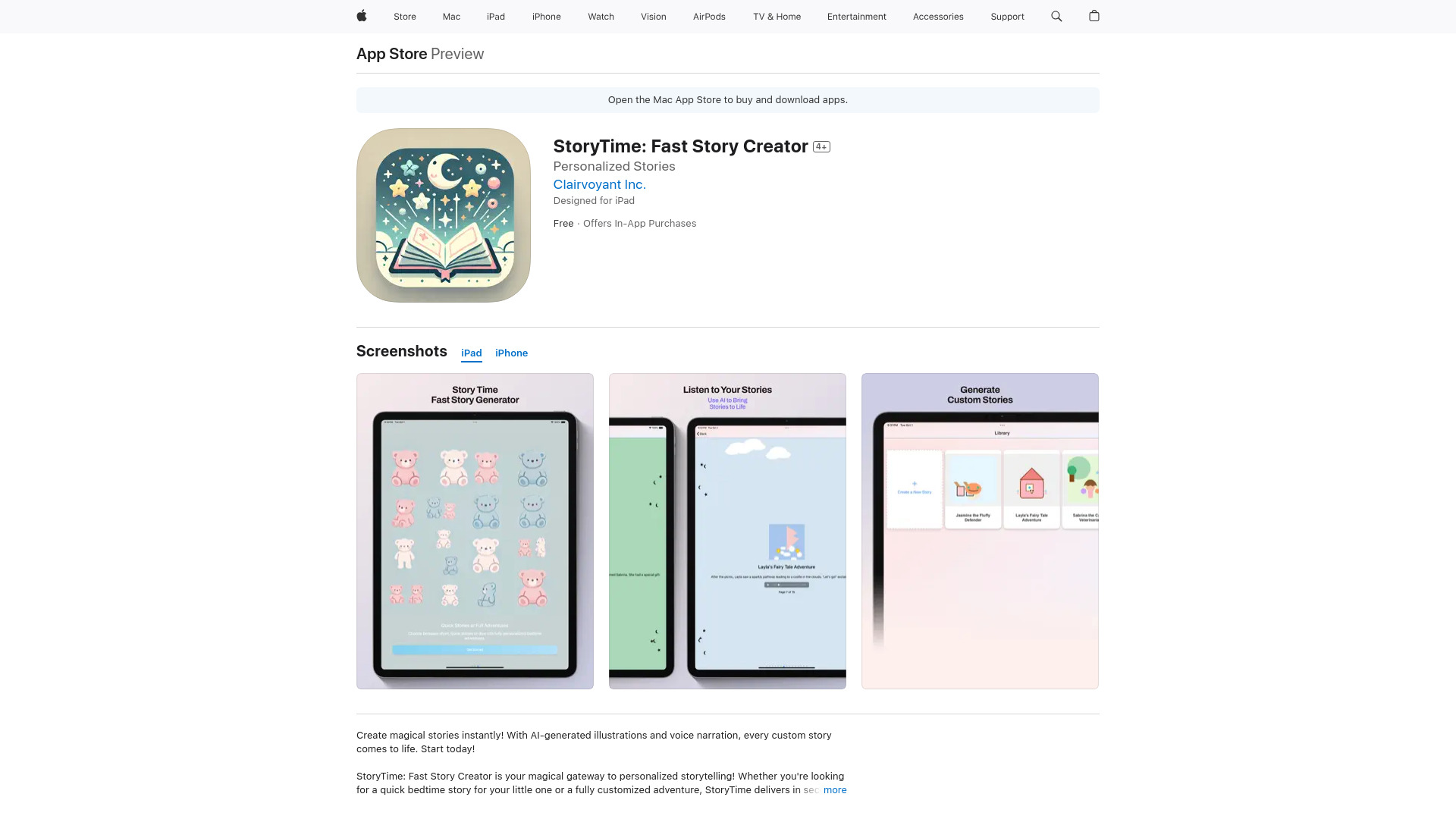 StoryTime: Fast Story Creator网页截图,StoryTime: Fast Story Creator网页快照