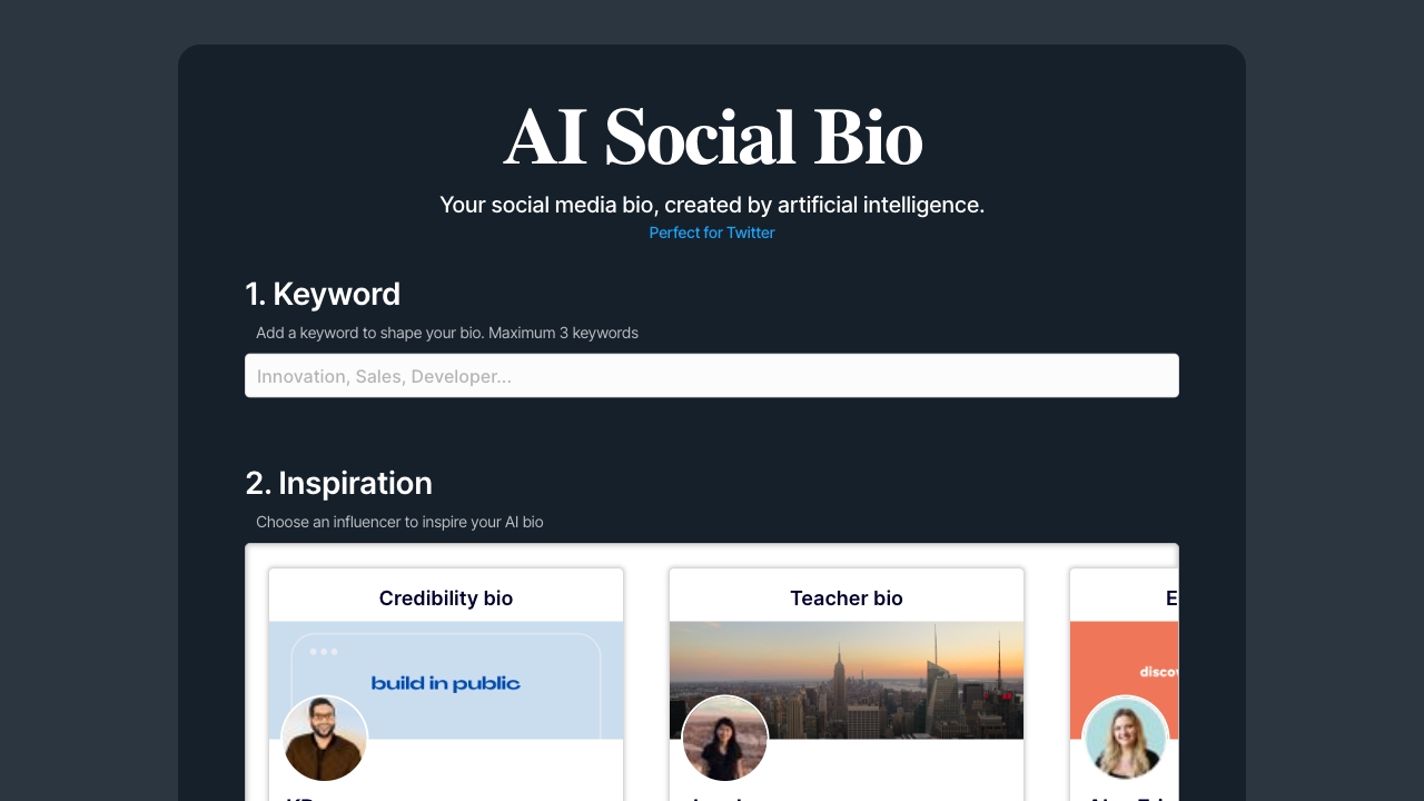 AI Social Bio网页截图,AI Social Bio网页快照