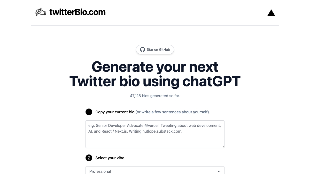TwitterBio网页截图,TwitterBio网页快照