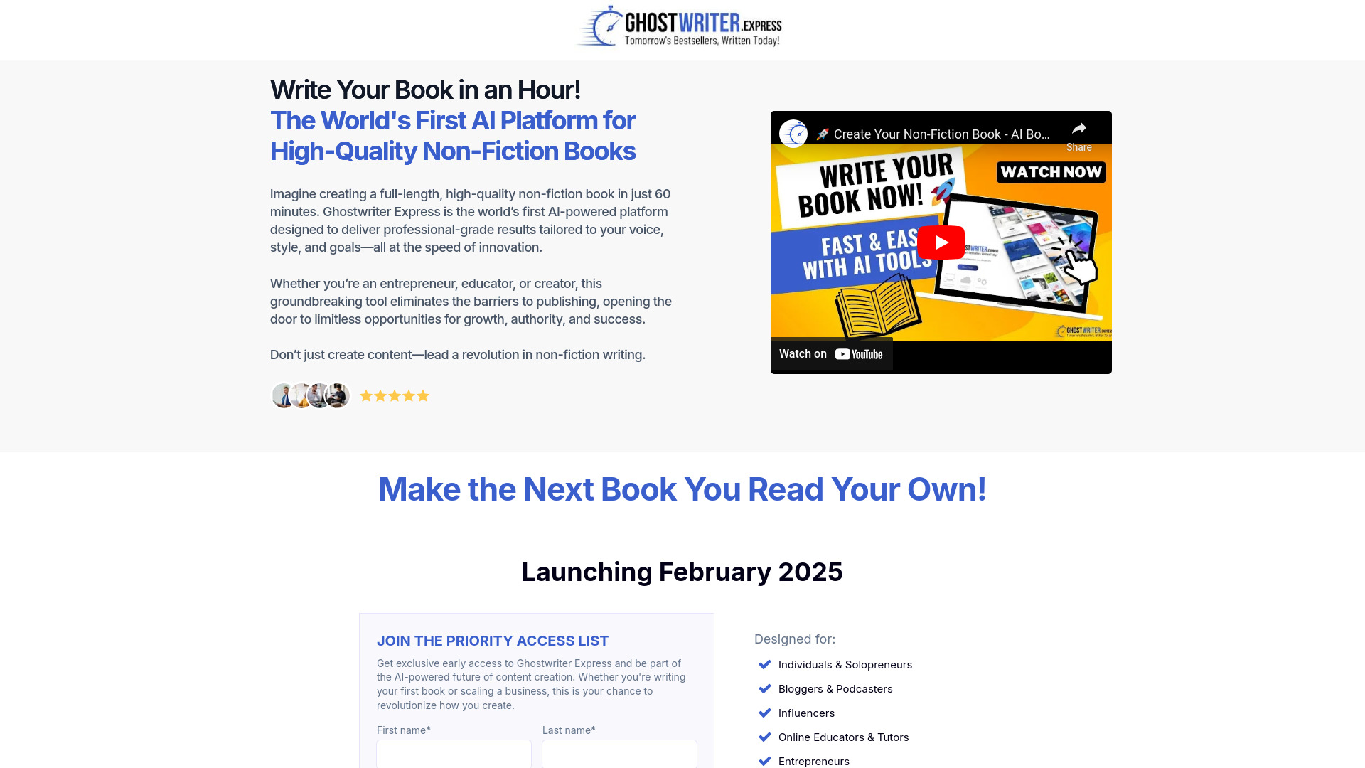 Ghostwriter Express网页截图,Ghostwriter Express网页快照