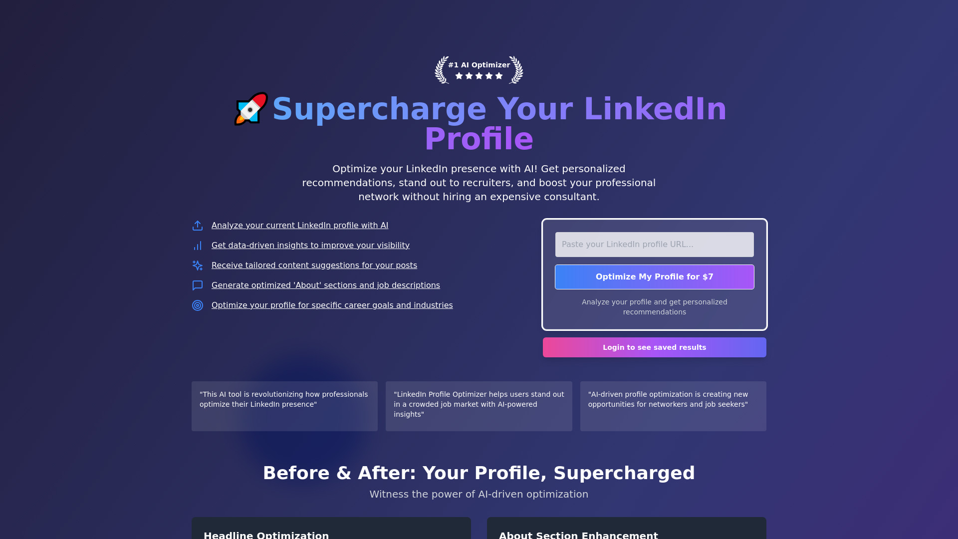 LinkedIn Profile Optimization网页截图,LinkedIn Profile Optimization网页快照