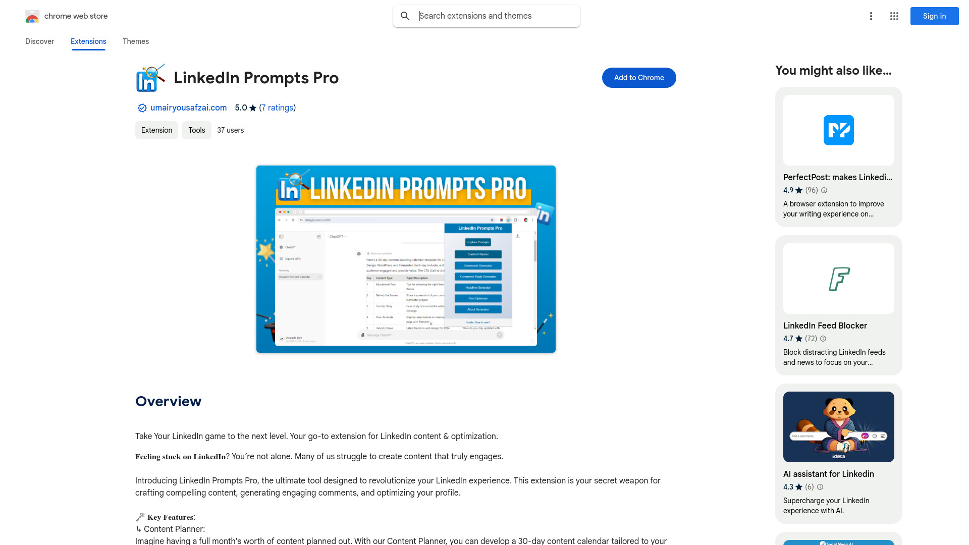 LinkedIn Prompts Pro网页截图,LinkedIn Prompts Pro网页快照
