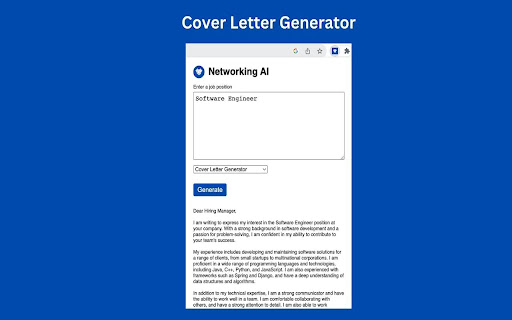 Networking AI – Cover Letter Generator网页截图,Networking AI – Cover Letter Generator网页快照