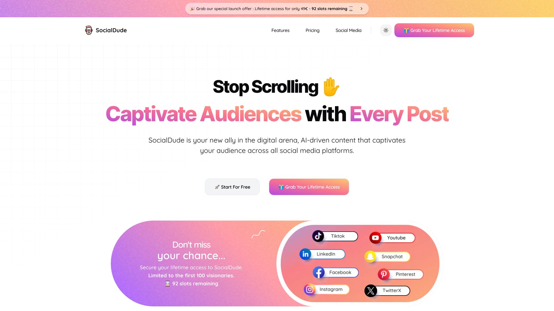 Socialdude.ai网页截图,Socialdude.ai网页快照