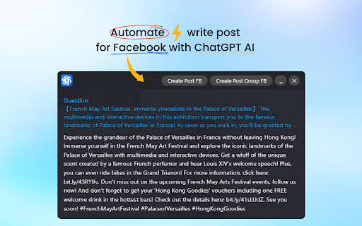 ChatGPT For Facebook网页截图,ChatGPT For Facebook网页快照