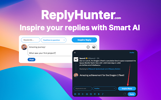 ReplyHunter.com – Smart AI Reply Generator网页截图,ReplyHunter.com – Smart AI Reply Generator网页快照