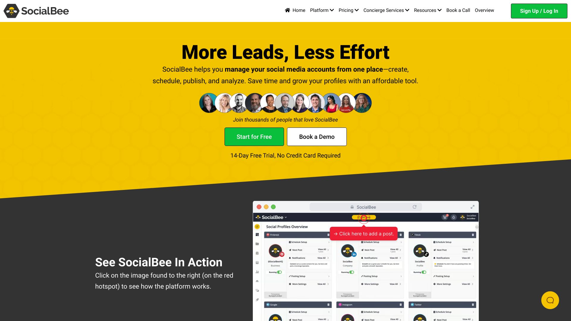 SocialBee网页截图,SocialBee网页快照