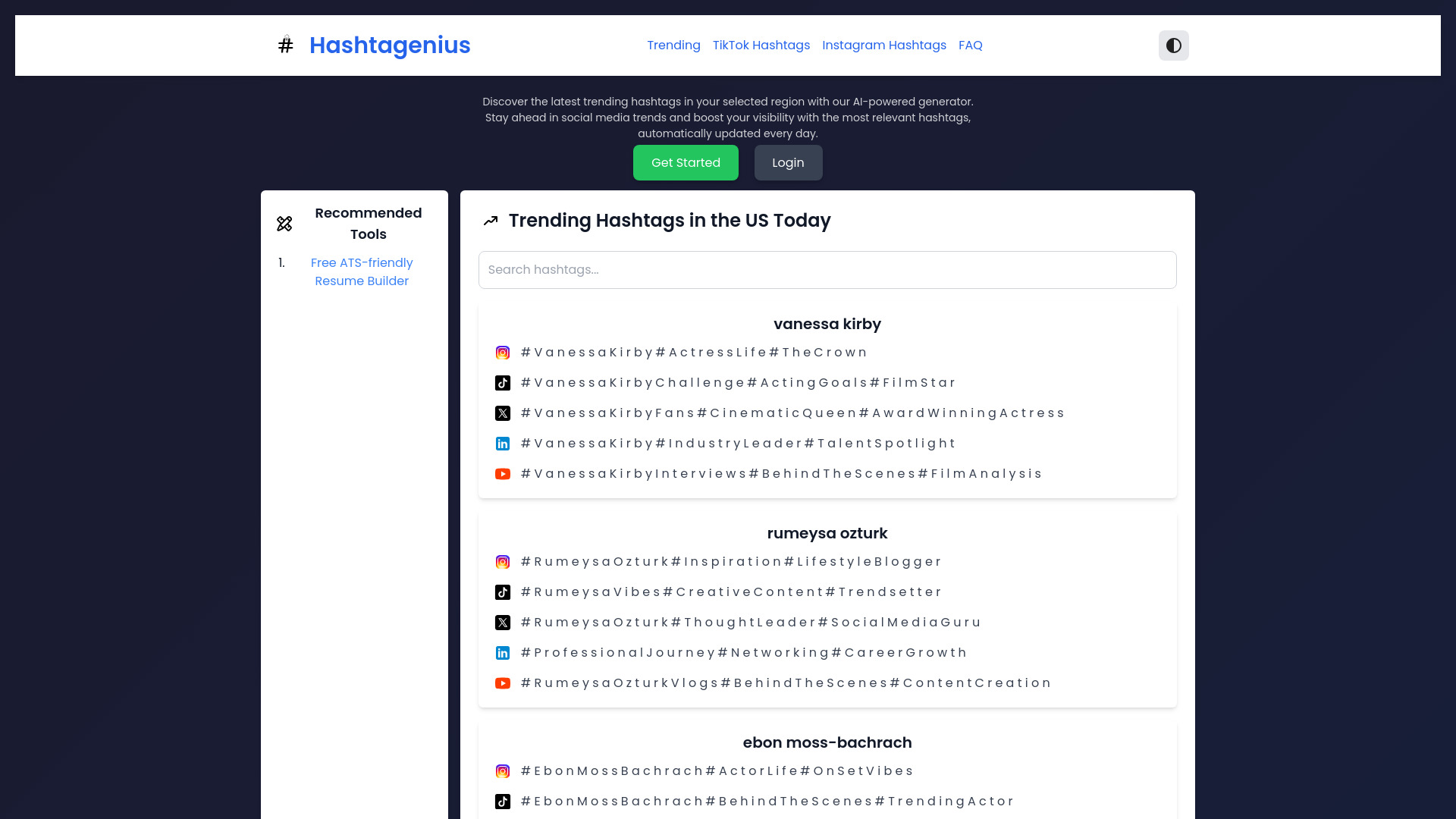 Hashtagenius网页截图,Hashtagenius网页快照