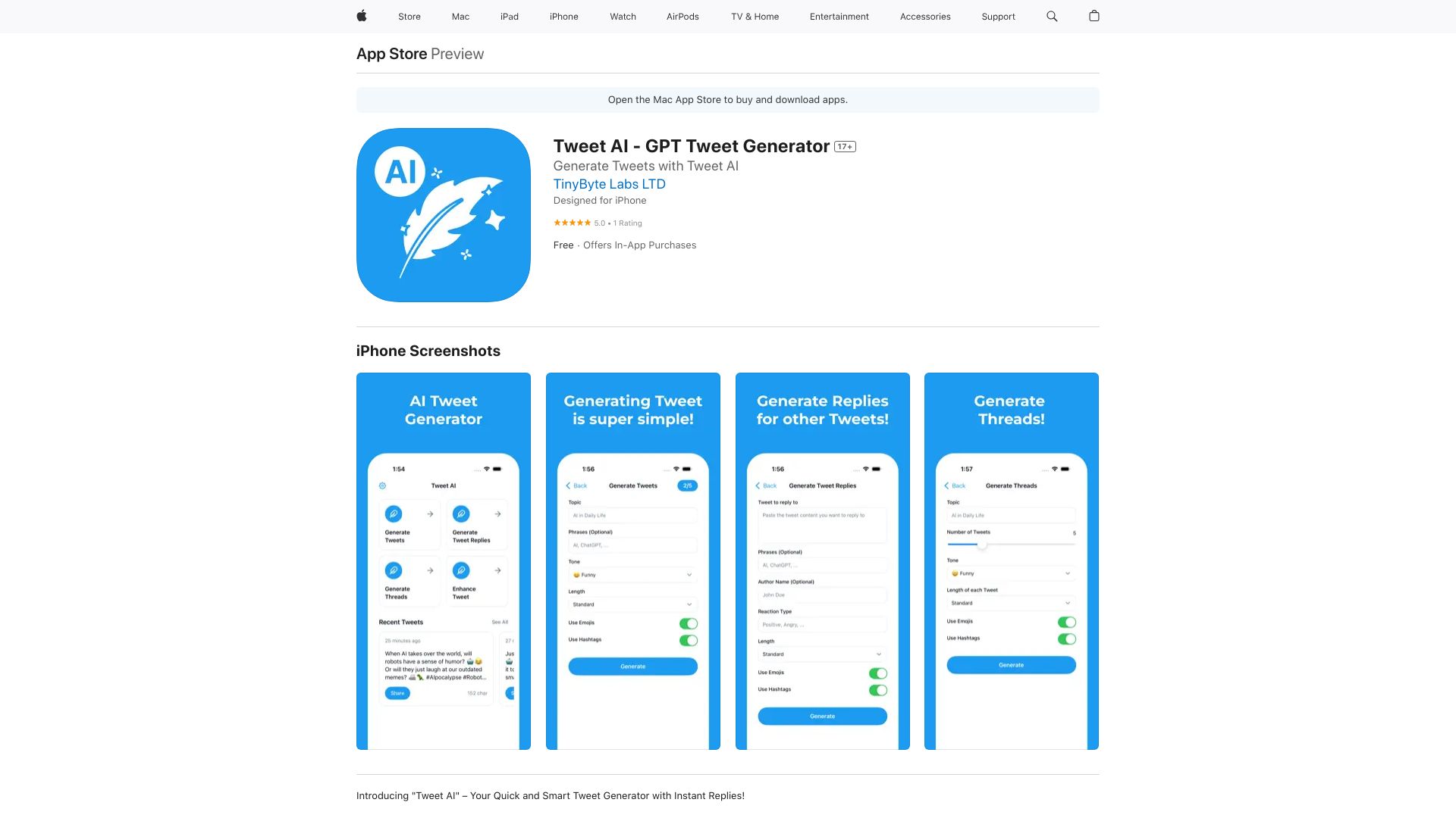 Tweet AI – AI Tweet Generator网页截图,Tweet AI – AI Tweet Generator网页快照
