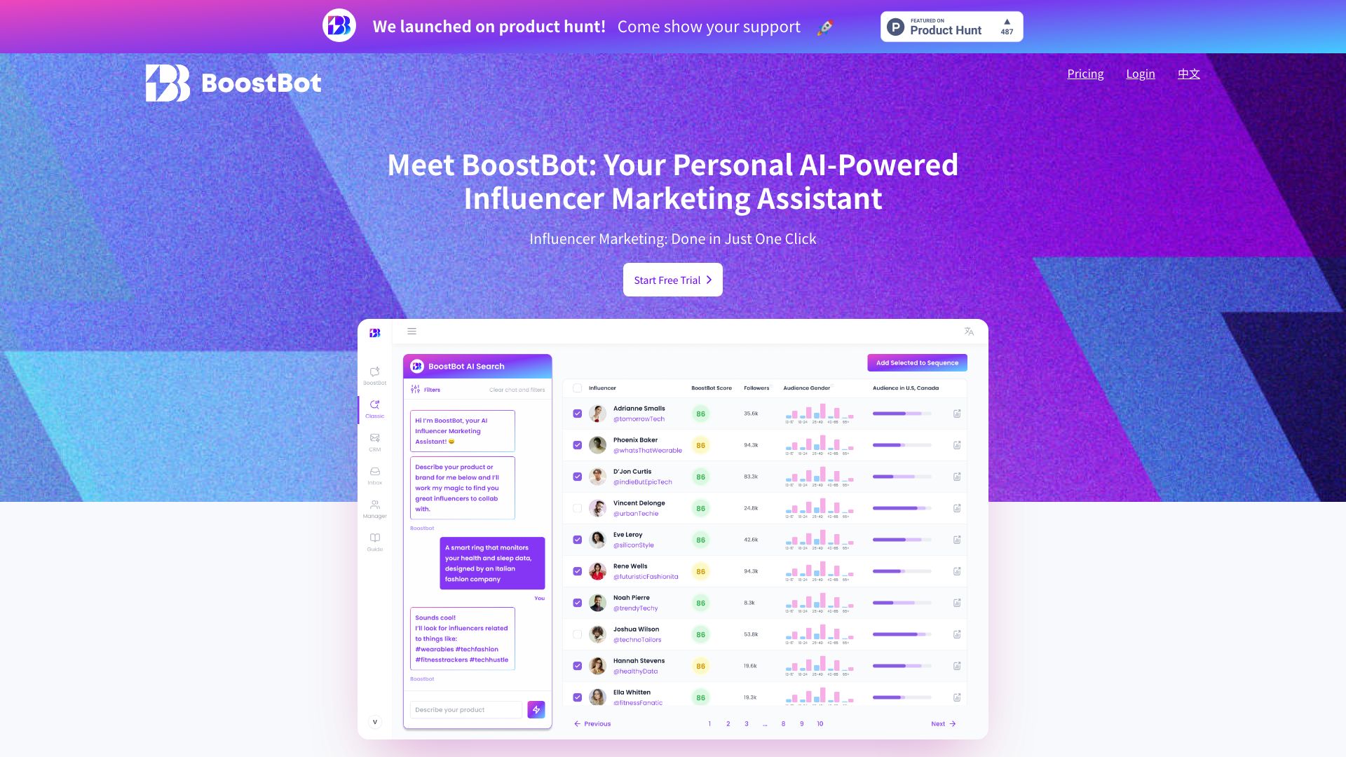 BoostBot – Influencer Marketing AI Agent网页截图,BoostBot – Influencer Marketing AI Agent网页快照