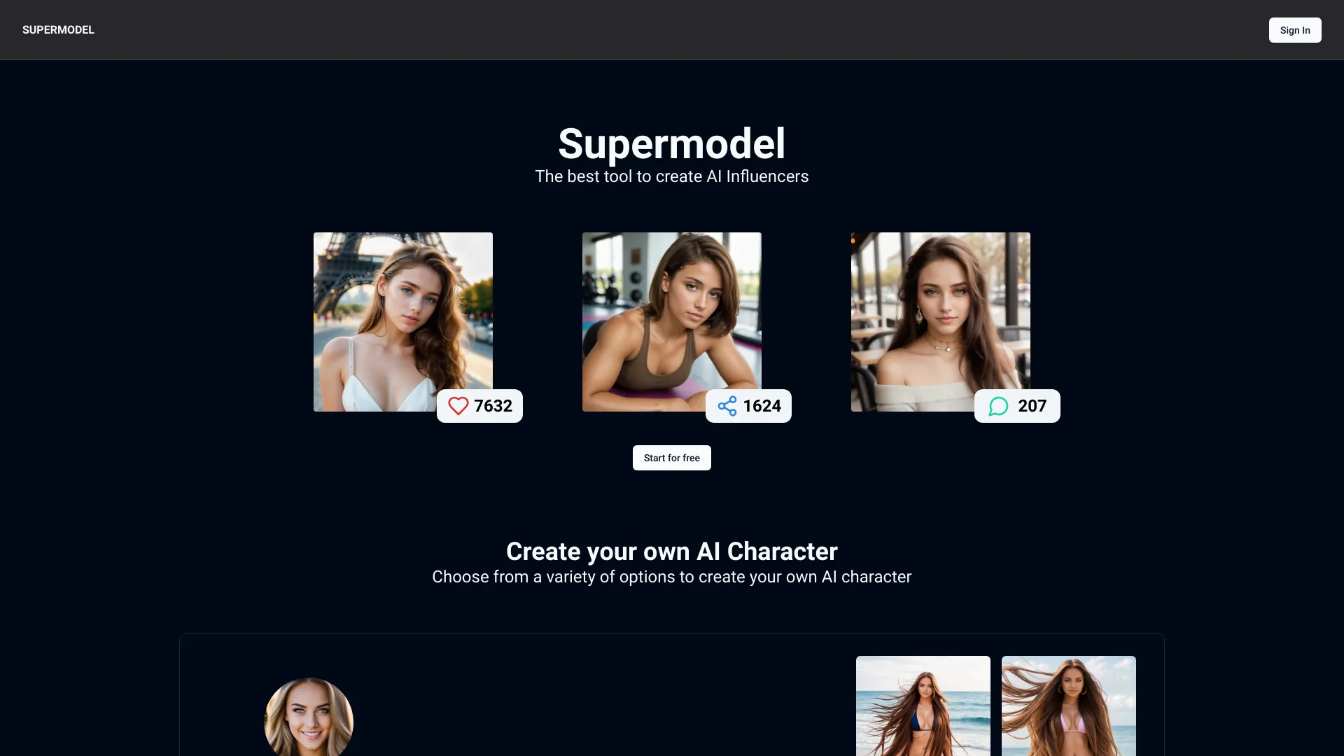 SupermodelsAI网页截图,SupermodelsAI网页快照
