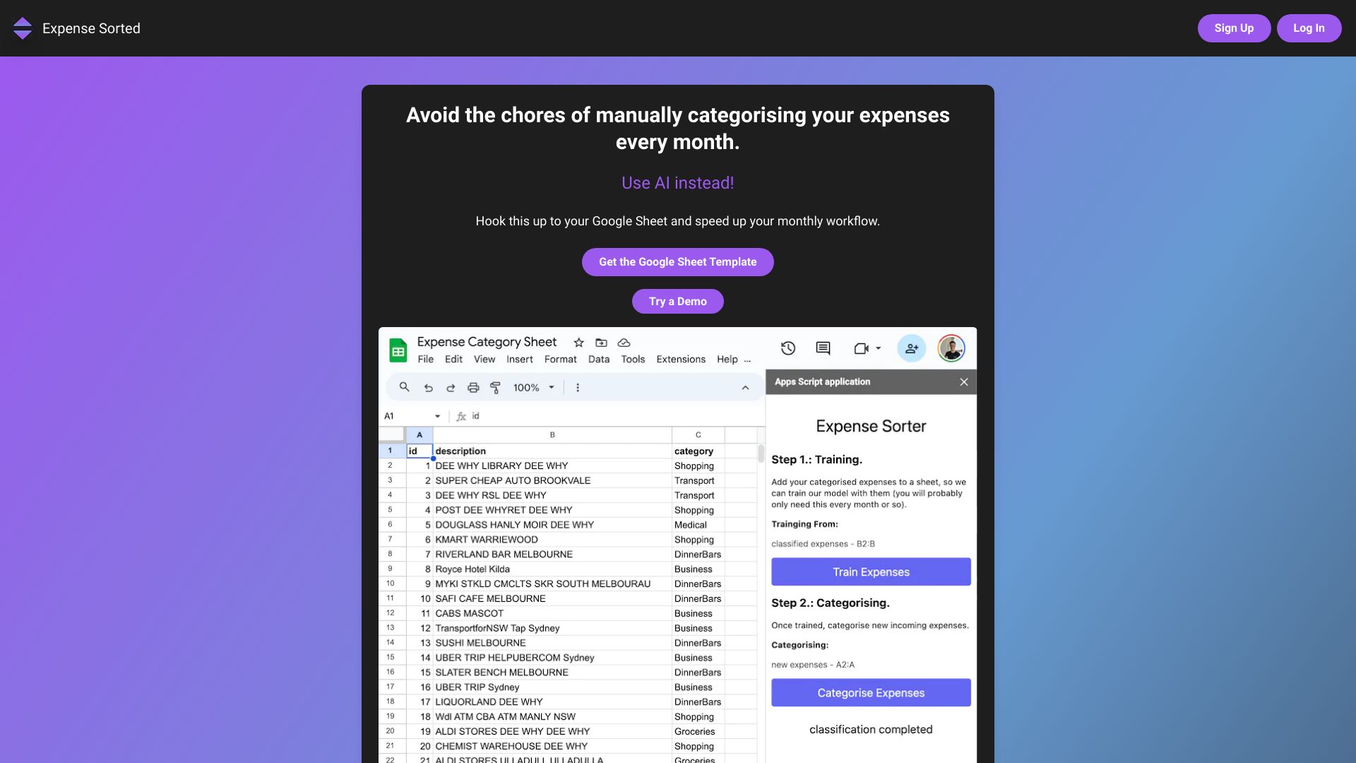 Expense Sorted网页截图,Expense Sorted网页快照