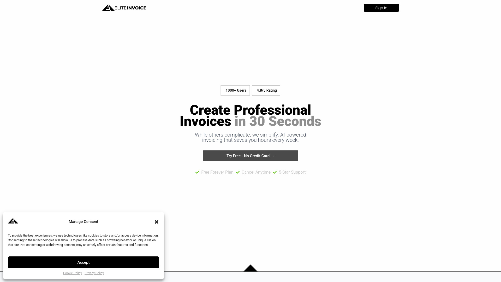 EliteInvoice网页截图,EliteInvoice网页快照
