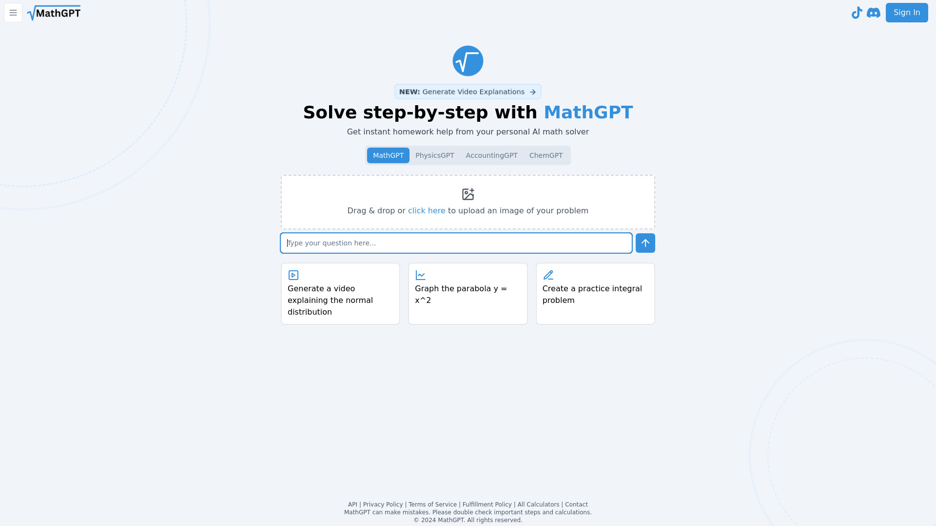 MathGPT – AI Math Solver & Animator网页截图,MathGPT – AI Math Solver & Animator网页快照