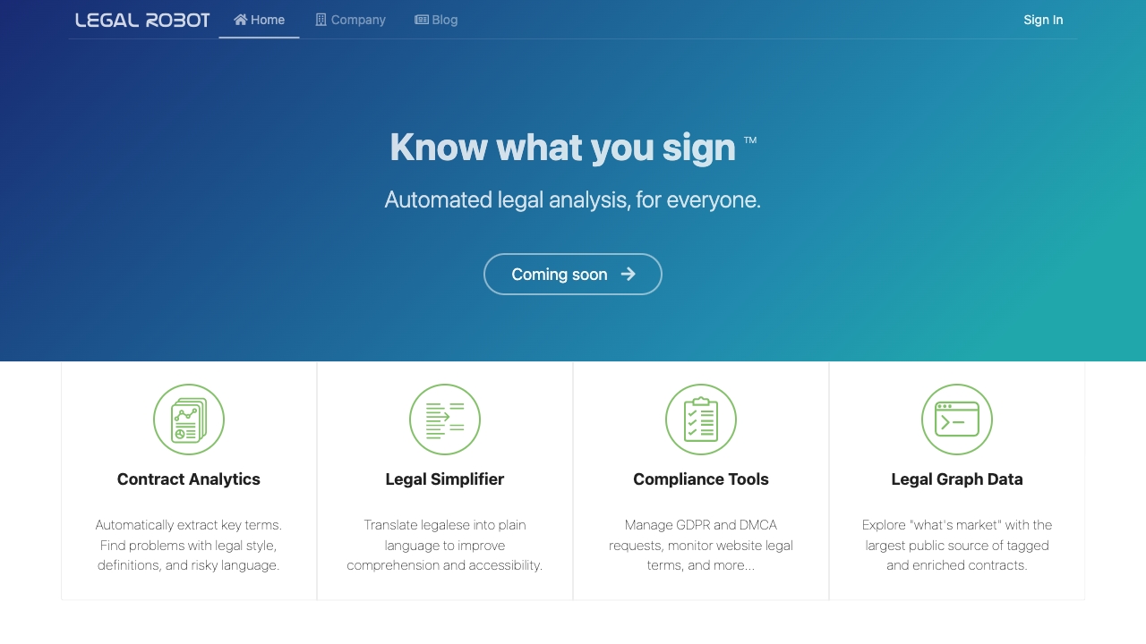 Legal Robot网页截图,Legal Robot网页快照